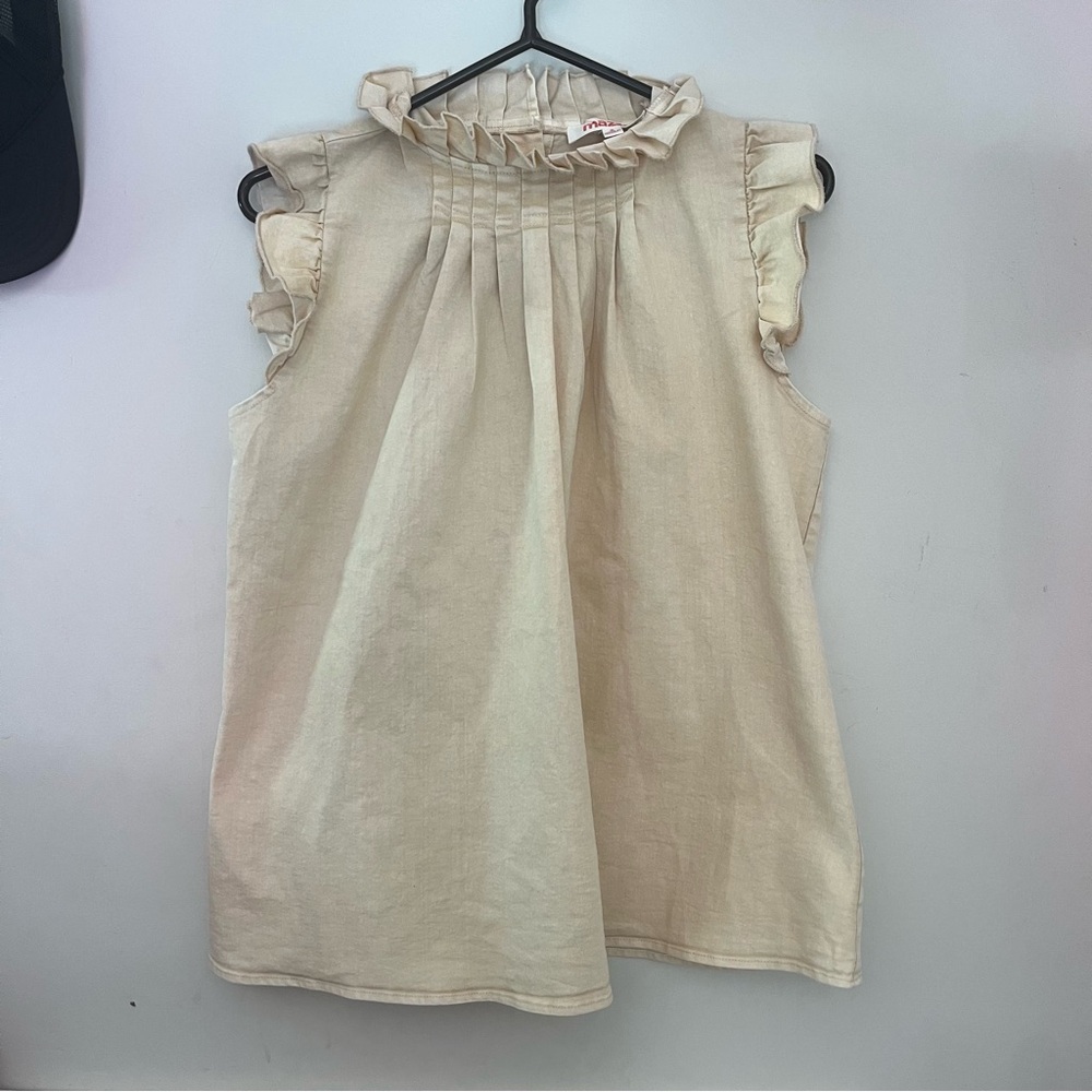 Light Yellow Ruffled Sleeveless Top
